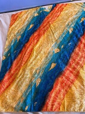 Vibrant Women’s Kaftan by Delicate with Abstract - Blue, Gold & Orange Design